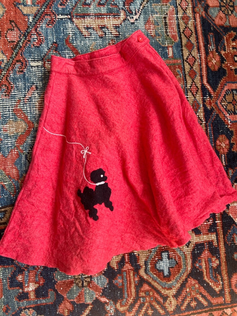 Vintage 1950s Poodle Skirt Wool Blend Girls Size 8